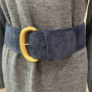 AnnTaylor Blue VTG Suede Leather Buckled Belt